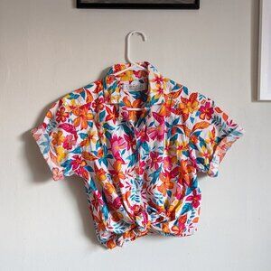 Vintage Bright Hawaiian Print Short Sleeve Shirt